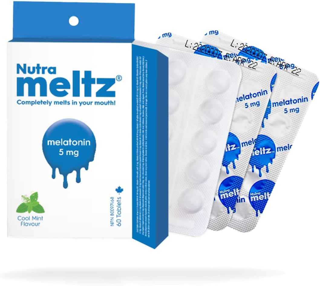 نيوتراميلتز ميلاتونين  – مساعد طبيعي على النوم مكمل الميلاتونين لعلاج اضطراب الرحلات الجوية الطويلة، يساعد على تنظيم دورة النوم، أقراص سريعة الذوبان لنوم هادئ – نكهة النعناع الرائعة - 60 قرصًا
