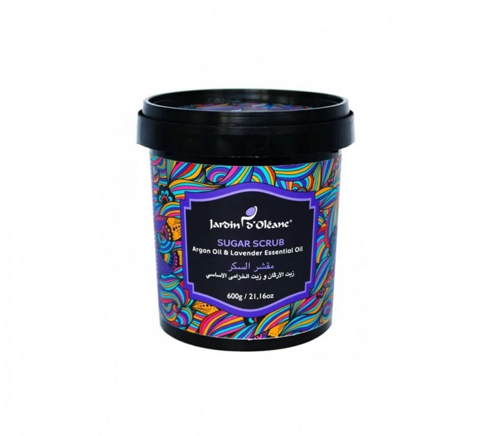 مقشر السكر بزيت الأرغان وزيت الخزامى الأساسي من جاردن اوليان