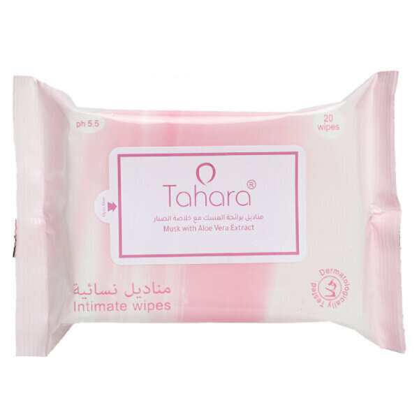 مناديل نسائية مبللة برائحة المسك مع خلاصة الصبار من طهارة - 20 منديل
