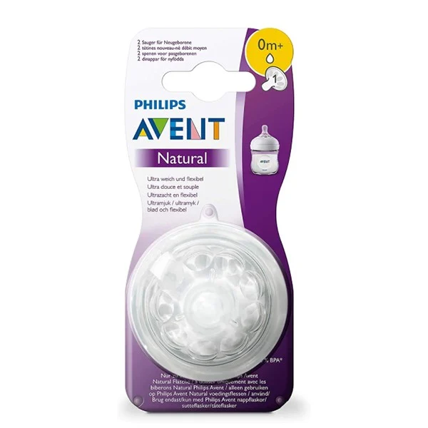 حلمات رضاعة طبيعية من 0+ اشهر للأطفال من فيليبس افنت - قطعتان