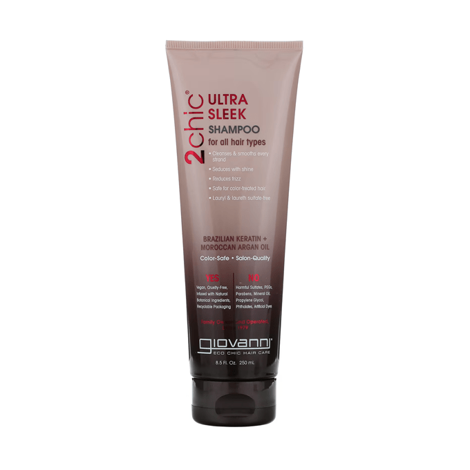 شامبو 2 تشيك للتنعيم الفائق لجميع أنواع الشعر بالكيراتين البرازيلي و الارغان المغربي من جيوفاني - 250مل