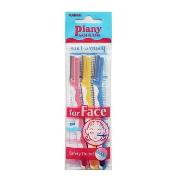 شفرات حلاقة لشعر الوجه متعددة اللوان من فيذر بياني - 3 قطع
