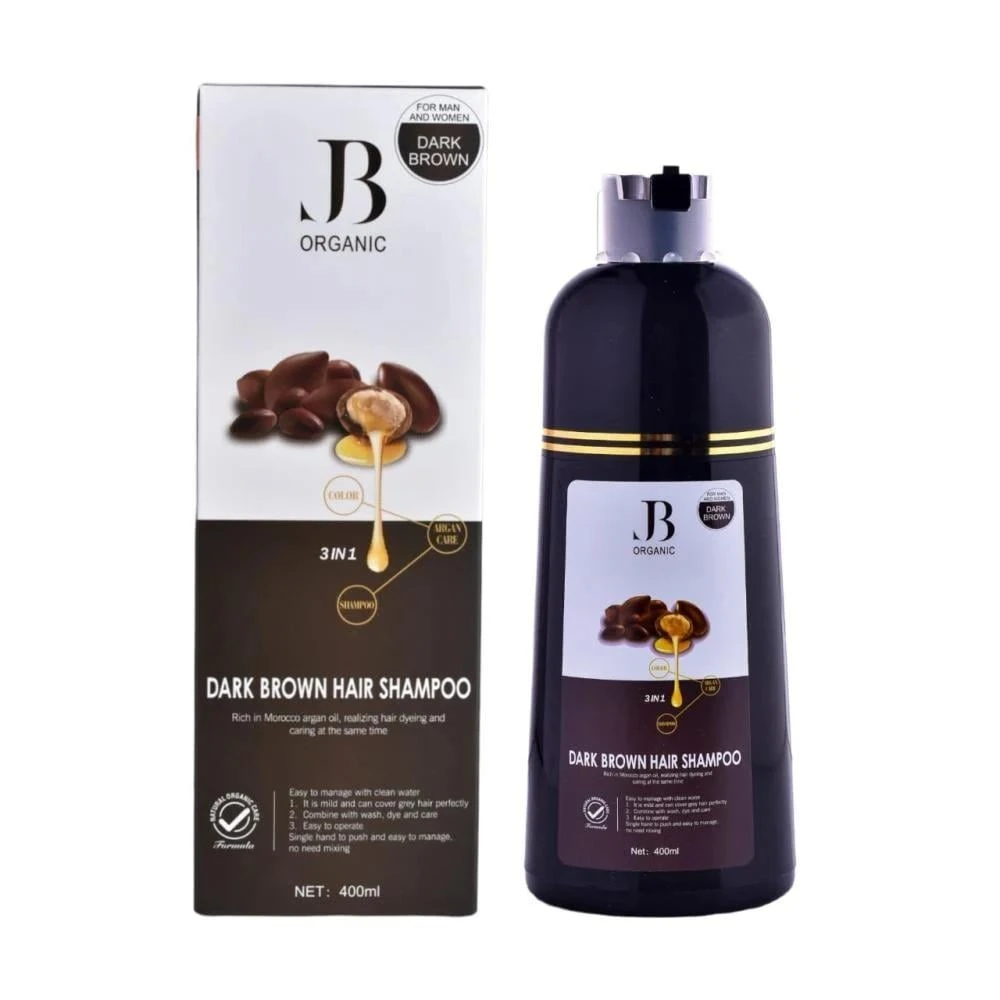 شامبو صبغة الشيب بزيت الارغان من جي بي 3*1 400 ملي اللون البني الغامق